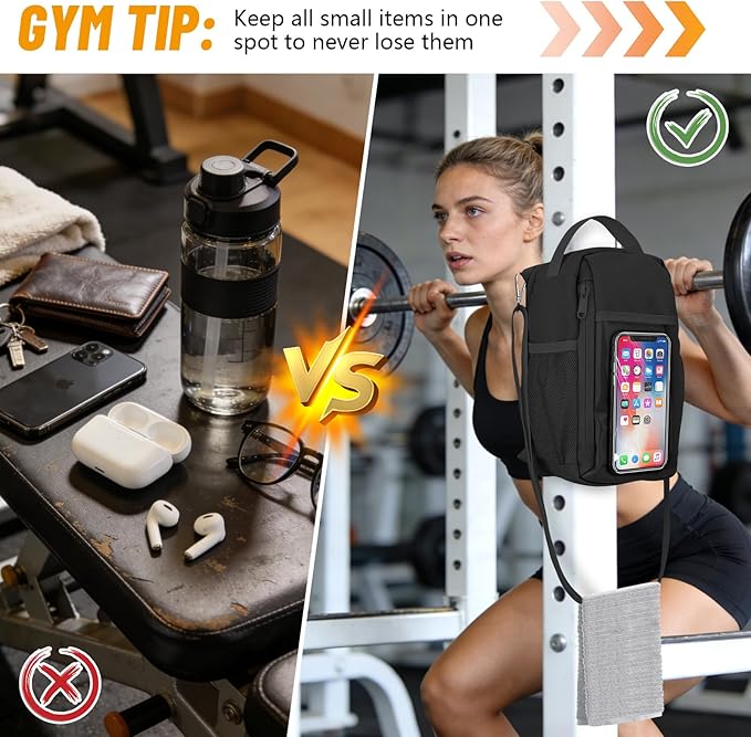 Magnetic Gym Water Bottle Bag with Strong Magnet Holder for Men and Women, Small Carrying Pouch for Phone Keys and Earbuds, Secure Metal Attachment for Gym and Sports Use