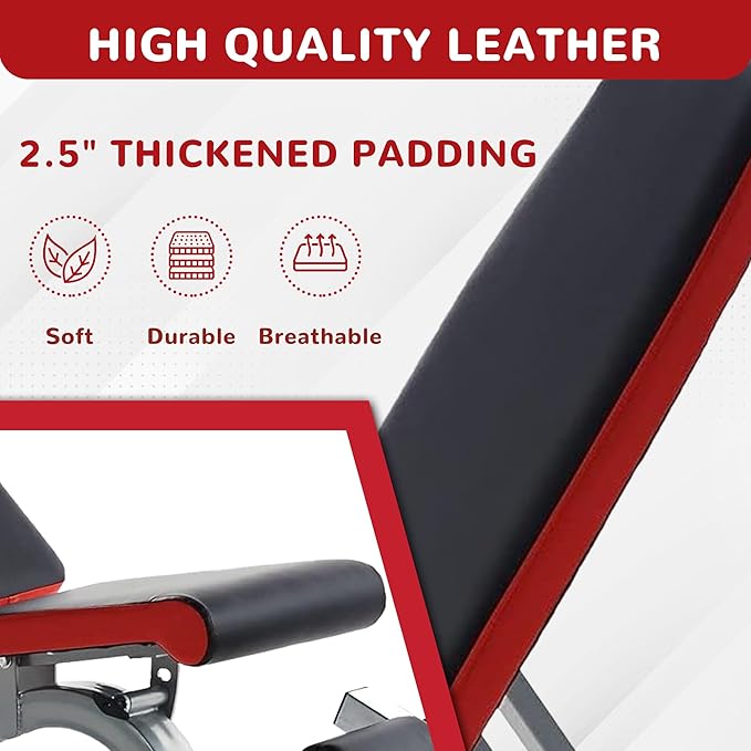 Fitvids Heavy Duty Adjustable and Foldable Utility Weight Bench for Upright, Incline, Decline, and Flat Exercise