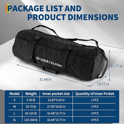 GarveeLife Workout Sandbag Unfilled - 5-200 LBS Heavy Duty Fitness Sandbag for Strength Training, Core & Full-Body Exercises | Adjustable Weight Home Gym