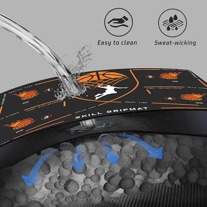 Portable Basketball Footwork Training Mat, Agility Footstep Training Mat, Basketball Pads for Training All Levels, Non-Slip Silent Equipment for All Ages to Improve Speed, Strength and Coordination