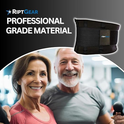 RiptGear Back Brace for Lower Back Pain Relief - Breathable Back Brace for Men and Women - Ideal for Lifting, Work, Sciatica, Herniated Disc, and Lumbar Support - Black, Large (Waist: 32"-35")