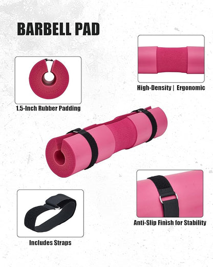 Garvee Barbell Pad, Hip Thrust Pad for Leg Training, Non-slip Thick Foam Squat Pad for Glute Support and Neck & Shoulder Protection with Two Straps, Fits All Olympic Barbell and Smith Machine
