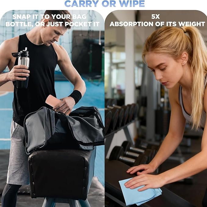 Microfiber Gym Towels - Quick Dry, Highly Absorbing, Odor-Free, for Women & Men - Gym Towel for Hot Yoga, Tennis, Working Out, Camping, Set of 5 Pastel (Pastel Colors, 5Pack - 16 * 27Inch)