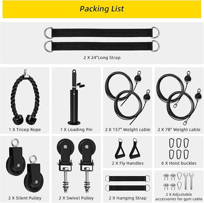 LAT Pulldown Pulley System for Home Gym Cable Machine Pulley Attachment Set Power Cage Weight Lifting Workout Kit