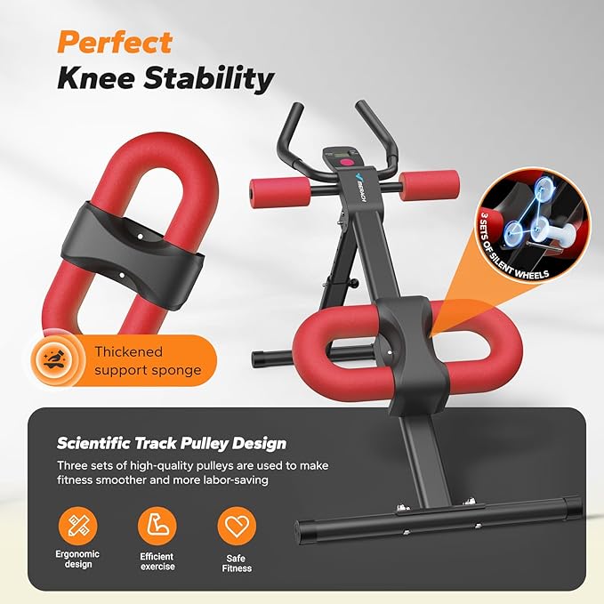 MERACH Ab Machine, Ab Workout Equipment, Adjustable Ab Trainer Machine for Abs Workout at Home Gym, Foldable, Knee Protection, Abdominal Trainer for Stomach Workout