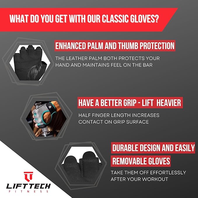 Lift Tech Fitness Workout Gloves for Women - Gym Gloves for Women Into Weightlifting, HIIT, Strength Training - Female Lifting Gloves with Full Palm Protection