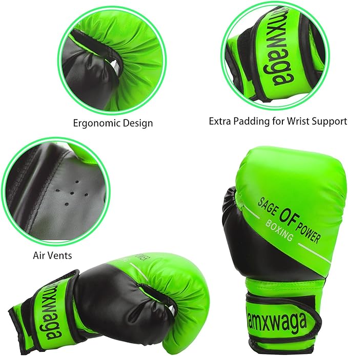 3-in-1 Boxing Gloves and Punching Mitts Set for Kids, Sports Boxing Gloves Boxing Pads with Hand Wraps, Kids Boxing Equipment Set for MMA, Karate, Muay Thai, Taekwondo