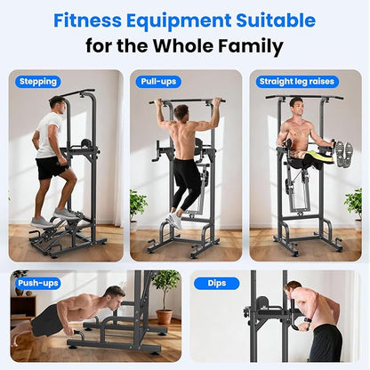 RELIFE REBUILD YOUR LIFE Power Tower Pull Up Bar Station Workout Dip Station for Home Gym Strength Training Fitness Equipment