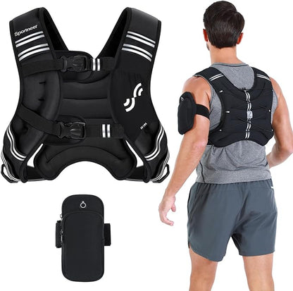 Sportneer Weighted Vest Woman: 8lb/12lb/15lb/20lb/25lb Weight Vest for Walking with Phone Bag, Adjustable Women Weighted Vest for Running Rucking Vest for Jogging Strength Training Weight Loss