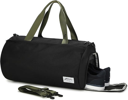 BE SMART Waterproof Mens Gym Bag with Shoe Compartment, Sports Gym Duffle Bag with Adjustable Strap for Men Women, Lightweight Large Sport Duffel Bag for Travel, Sports, Fitness(Black/Olive Green)