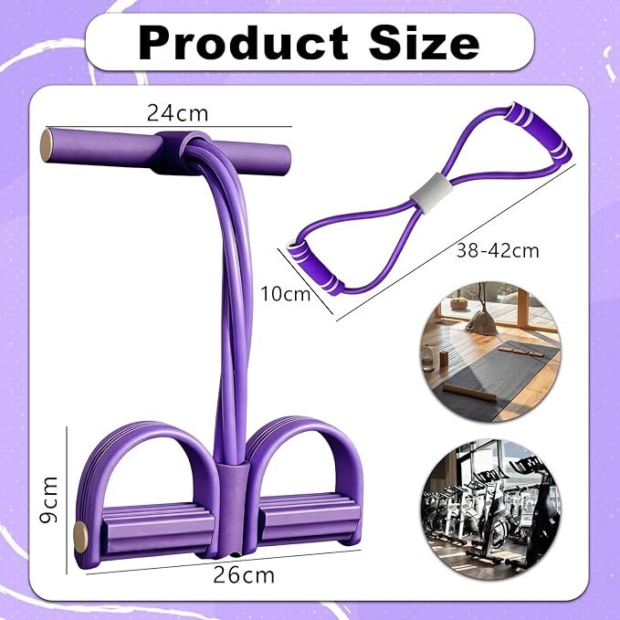 Pedal Resistance Bands with Handles,6 Tube Pedal Ankle Puller,Multifunction Fitness Bands with Figure 8 Resistance Band for Strength Training,Waist,Arm, Leg Slimming, Home Gym Exercise Equipment
