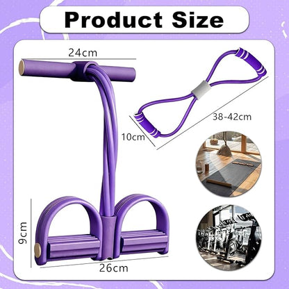Pedal Resistance Bands with Handles,6 Tube Pedal Ankle Puller,Multifunction Fitness Bands with Figure 8 Resistance Band for Strength Training,Waist,Arm, Leg Slimming, Home Gym Exercise Equipment