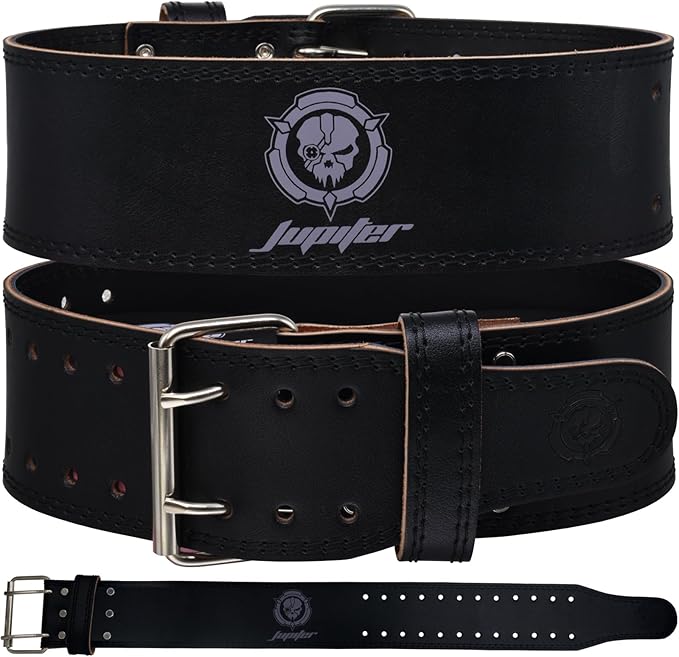Weight lifting Belt (6mm Thick) - Genuine leather, offering back support. Double-pronged buckle, ideal for weightlifting, powerlifting, squats and deadlifts