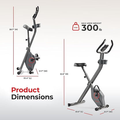 Sunny Health & Fitness Smart Folding X-Bike, Portable Compact Exercise Bike for Indoor Cycling Workout, Home Cardio Training Machine, Free SunnyFit App Bluetooth Connect
