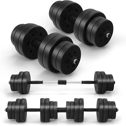Goplus Adjustable Dumbbells, 66 LBS Free Weights 3 in 1 Changeable Dumbbell and Barbell Set with Connectors for Men Women Home Gym Fitness Workout Strength Training