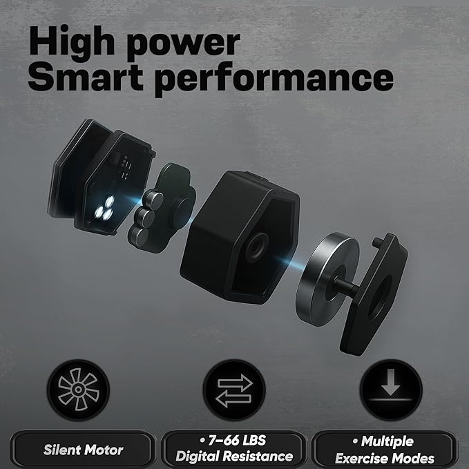 Smart Home Gym - Portable Home Gym Equipment with Digital Resistance 7-66 lbs | Single Motor Electronic Cable Machine for Strength Training | Compact Motorized Adjustable Weight Fitness System