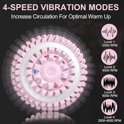 Uppye Vibrating Ball Massager, Vibration Massage Ball for Physical Therapy, Mobility Ball for Workout Recovery, Deep Tissue Massager for Pain Relief and Trigger Point Treatment (Pink)