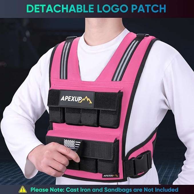 APEXUP Adjustable Weighted Vest Men 20lbs/30lbs/40lbs Weights with Reflective Stripe, Weight Vest Woman Workout Vest for Strength Training Running Walking