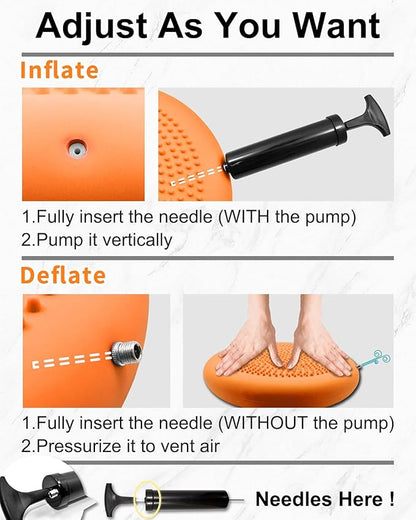Tumaz Wobble Cushion - Wiggle Seat to Improve Sitting Posture & Stay Focused for Sensory Kids, Balance Disc to Core Strength & Flexible Seating [Extra Thick Balance Board, Pump Included Wobble Board]