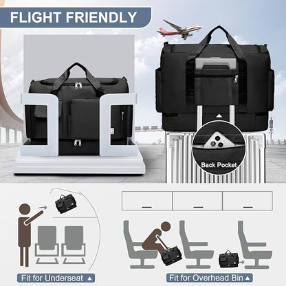 Small Gym Bag for Women, Travel Duffle Bag Carry On Weekender Bag with Shoe Compartment