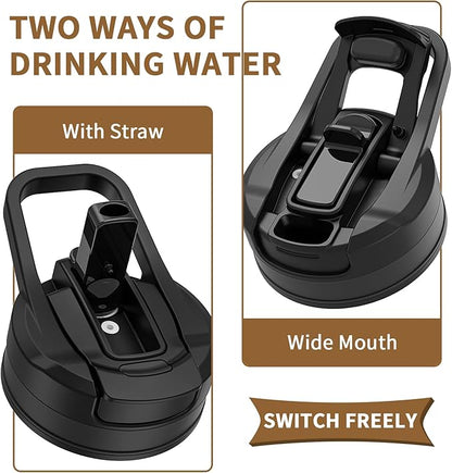 Half Gallon Water Bottle with 2-In-1 Straw Lid，Dishwasher Safe，Easy Clean，BPA-Free，Durable Solid No-Slip Handle for Gym，Work and Outdoor Sport