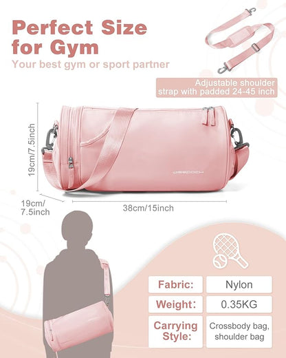 Small Gym Bag for Women,Waterproof Mini Duffle Bag Womens Spotrs Workout Bags Small Travel Duffel Bag with Wet Pocket Carry on Weekender Bags for Dance Swimming,Gym,Yoga,Fitness Pink