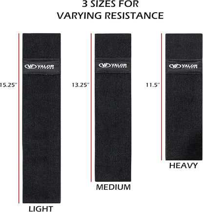Valor Fitness Hip Bands - Fabric Resistance Glute Training Set, 3- Tension Level for Leg and Hip Mobility -Travel Bag Included