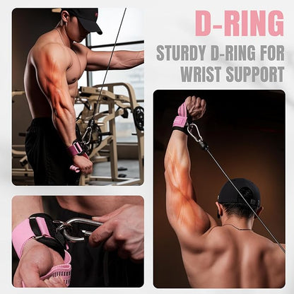 MANUEKLEAR Non-Slip Wrist Straps for Weightlifting Deadlifting, Gym Lifting Straps with D Rings for Cable Machine Workout, 10mm Neoprene Padded Weight lifting Wrist Wraps for Men Women