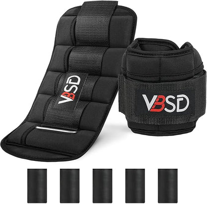 VBSD Adjustable Ankle Weights for Men Women, 2 4 6 8 10 lbs 1 Pair Leg Weight Straps, Weighted Ankle Weight Set with Removable Sandbags for Walking Running Yoga Physical Therapy Gym Home Workout