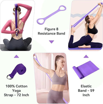 HASHMUST Pilates Ring Kit 12 PCS for Women, Home Workout Equipment with Magic Circle, Mini Exercise Ball, Resistance Bands, Massage Lacrosse, Yoga Strap, Full-Body Fitness Set for Toning & Gift
