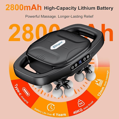 Deep Tissue Massager Gun for Back, Shoulder and Neck Pain Relief, Powerful Shoulders, Back Massager, Legs, Foot Massager & Full Body Muscle Recovery with 16 Massage Heads, 3 Modes & 30 Speed