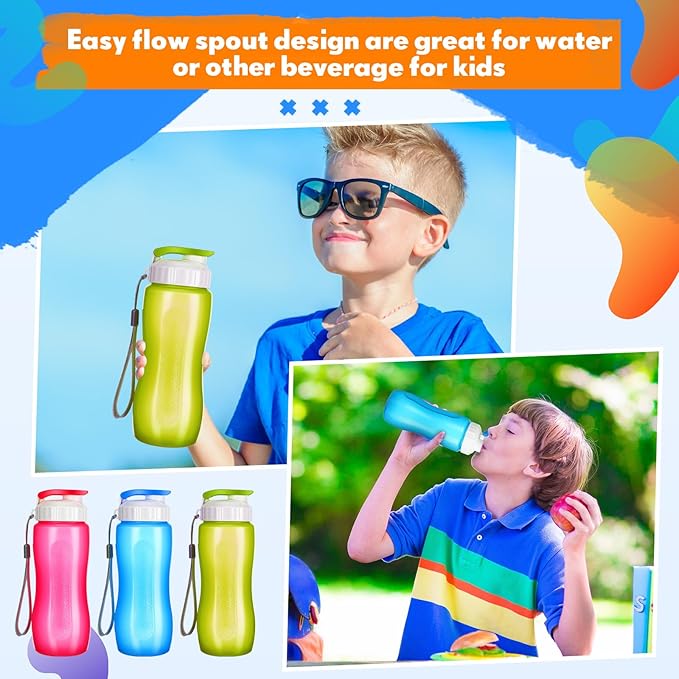 Rtteri 20 Pcs Water Bottle 17 oz Plastic Leakproof Drink Flip Top with Handle Strap, Multicolor Sports Bulk for Cycling Camping Hiking Gym Yoga Fitness
