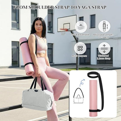 Timeet Expandable Gym Duffel Bag For Women with Yoga Mat Strap, 47L Sports Duffle Bag With Shoes Compartment&Dry Wet Pocket, Water Resistant Carry on Sports Weekend Travel Overnight Bag, Elegant Gray