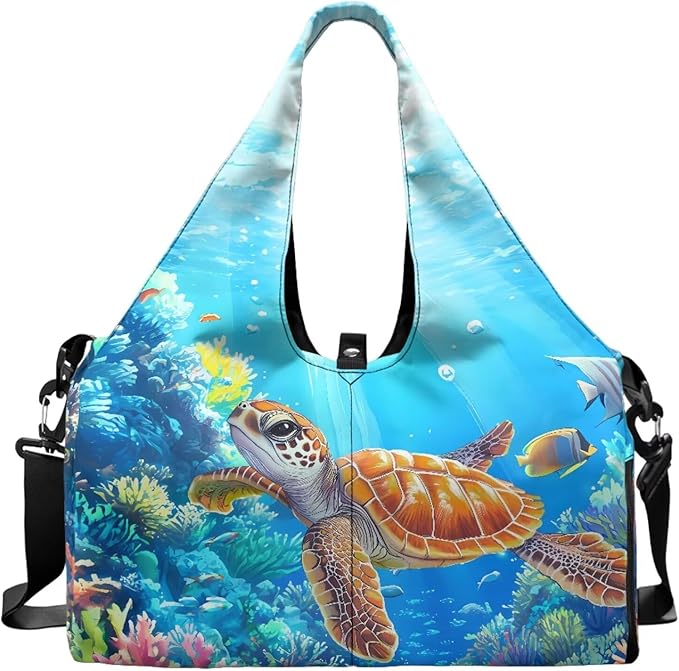 Gym Bag with Yoga Mat Holder Large Tote Bag With Multi Pockets for Women Men Dry Wet Separated Pocket Carryall Yoga Tote Bag for Pilates Travel Workout Office
