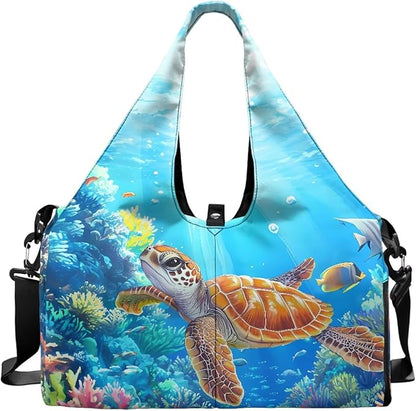 Gym Bag with Yoga Mat Holder Large Tote Bag With Multi Pockets for Women Men Dry Wet Separated Pocket Carryall Yoga Tote Bag for Pilates Travel Workout Office