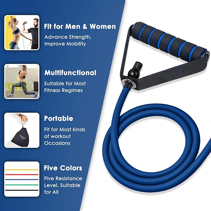 Cikyner Resistance Bands, Resistance Tubes Resistance Bands with Handles Exercise Bands, Ideal for Home Gym Physical Therapy Strength Training Muscle Toning, Door Anchor & Bag Included