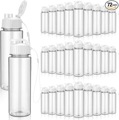 Mifoci 72 Pieces Water Bottle Bulk 17 oz Plastic Water Bottles Bulk Gym Sports Adults Reusable Large Bottles with Leak Proof Flip Top for Party Outdoor (Clear,White)