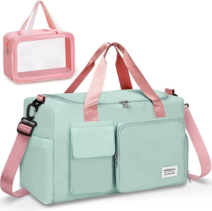 Gym & Dance Duffle Bag - Spacious Travel Organizer with Compartments (Green)