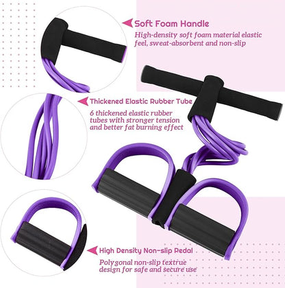 6 Pcs Fitness Resistance Exercise Bands 6 Tube Pedal Puller Resistance Band Set for Women Weight Loss Thigh Training Workout Equipment Elastic Arms Abdomen Shoulder Waist Leg Beginners Yoga