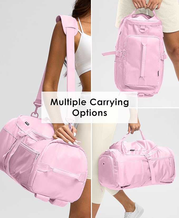 Gym Bag for Women with Shoe Compartment and Wet Pocket Convertible Gym Backpack workout Duffel Bag Multiple Pockets 30L
