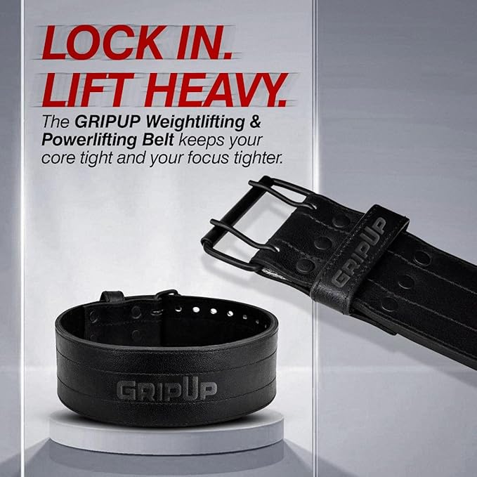Powerlifting Belt 10mm Thick Genuine Leather 4” Heavy Weight lifting Gym Belt Back Support Strength Training Squats Workouts Fitness Bodybuilding Deadlifts Weightlifting Men Women