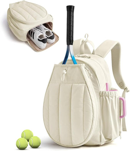 BAGSMART Tennis Gym Bag for Women, Tennis Backpack Holds 2 Rackets with Shoe Compartment, 15.6" Laptop Gym Backpacks for Court, Off-work, Everyday & Overnight Weekend