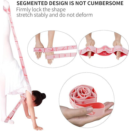 2 PCS Adjustable Extended Children's Stretching Straps with 8 Loops, Multi-Functional Elastic Stretch Bands for Gymnastics, Dance, Latin Training, Ballet, Exercise, Yoga