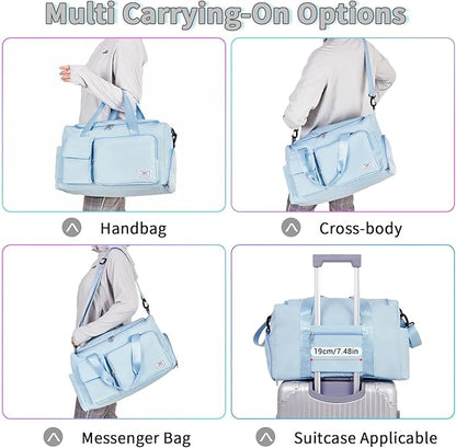FIORETTO Women's Gym Duffle Bag with Shoes Compartment, 30L Capacity, Ideal for Travel, Gym, Sports, Duffel, Weekender