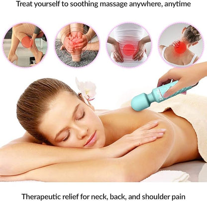 Rechargeable Personal Massager - Powerful Multi Speed Vibration - Whisper Quiet - Waterproof - for Muscle Tension Relief in Neck, Back, Shoulders, Legs and Feet - Turquoise