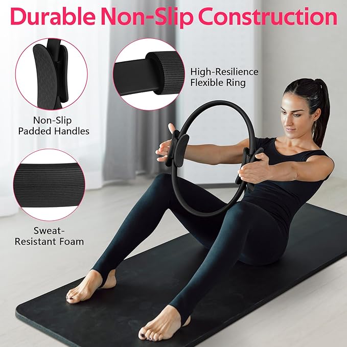 WALITO Home Pilates Kit for Women,Pilates Ring Set with Magic Circle,Resistance Bands,Figure 8 Workout Bands,Mini Ball, Compact Toning Fitness Essentials Starter Set Accessories Gift