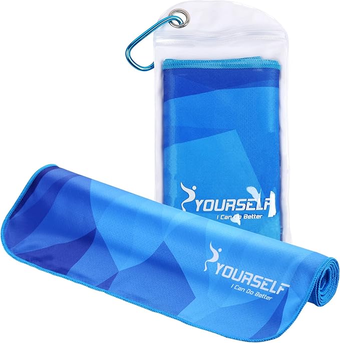 SYOURSELF Cooling Towel, Cooling Towels for Neck,40" x 12"Ice Towel for Instant Cooling Relief, Soft Breathable Chilly Towel, Perfect Yoga, Golf, Sports, Gym, Workout, Athletes Towel (1PC-Gblue)