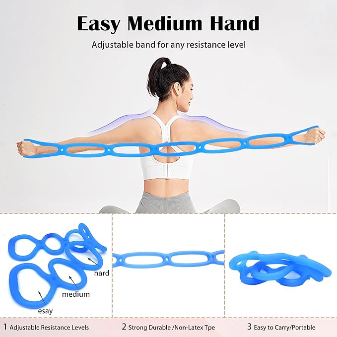 7 Ring Adjustable Loop Resistance Bands for Working Out Walk at Home，Workout Bands Exercise Stretch Band for Women&Men Fitness, Yoga, Pilates-Non-Slip, Durable Rubber, Home/Gym Use