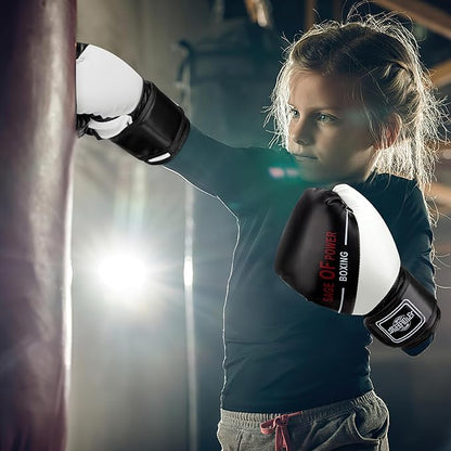 3-in-1 Boxing Gloves and Punching Mitts Set for Kids, Sports Boxing Gloves Boxing Pads with Hand Wraps, Kids Boxing Equipment Set for MMA, Karate, Muay Thai, Taekwondo