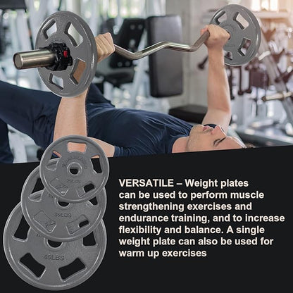 Balelinko Cast Iron 2-Inch Olympic Grip Plate Weight Plate for Strength Training, Weightlifting and Crossfit
